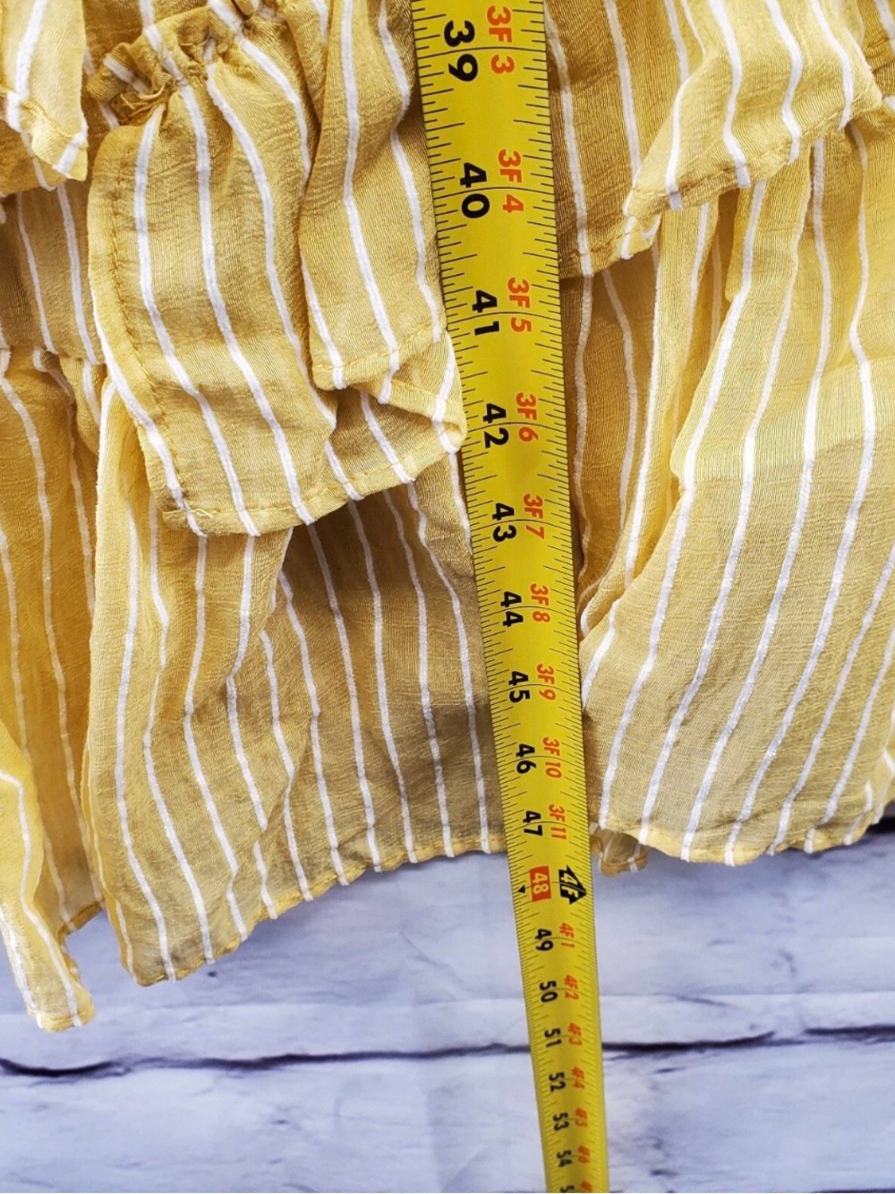 Chelsea & Violet Mustard Yellow Striped Ruffle Kimono - Picture 6 of 6